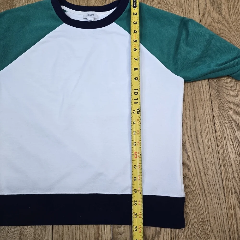 J Crew Green Raglan Sleeve Jersey Lightweight Sweater Oversized Extra Small